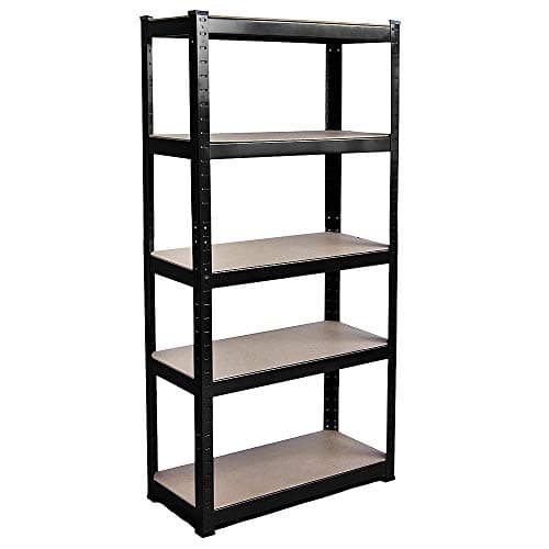 Image of Home Vida 5 Tier Black Heavy Duty Adjustable Steel Garage Shelving Unit (H) 1800mm (W) 900mm - 875kg Weight Capacity