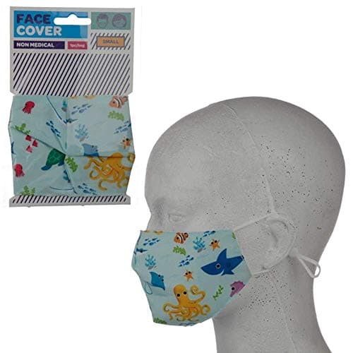 Image of Puckator Reusable Face Covering - Non Medical - Size Small (Age 4-12 - 20cm x 11cm) Twin Pack (Sealife Splosh)