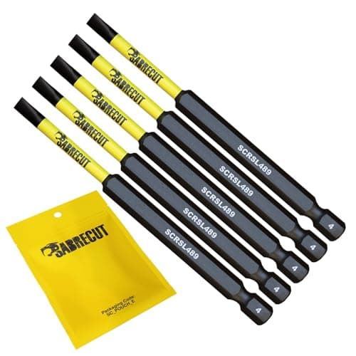Image of 5 x SabreCut SCRSL489_5 89mm SL4 Slotted Magnetic Impact Screwdriver Driver Bits Set Single Ended Heavy Duty