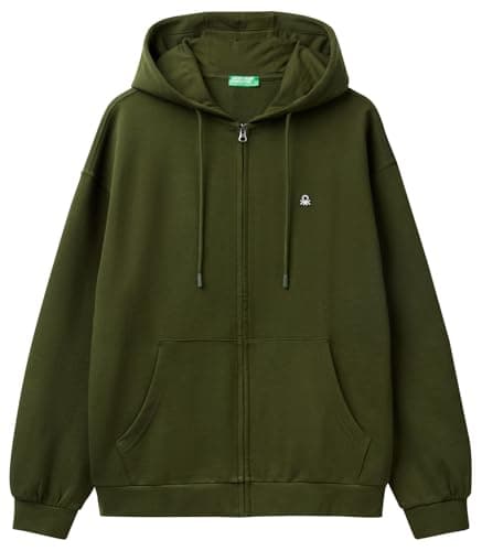 Image of United Colors of Benetton Jacket C/CAPP M/L 342ZU500P Hooded Sweatshirt, Green, L Men, green, L