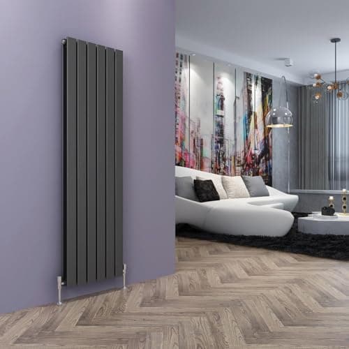 Image of ELEGANT 1600 x 452 Designer Vertical Radiator Anthracite Double Vertical Column Radiator Flat Panel - Modern Central Heating