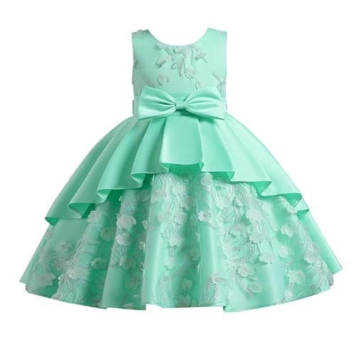 Image of Kids Girls Wedding Fancy Lace Dress Toddler Dance Formal Party Birthday Smocked Dresses Pageant Tutu Frocks Skirts Girls 3t Summer Clothes Floral Party Size 8 (Mint Green, 9-10 Years)