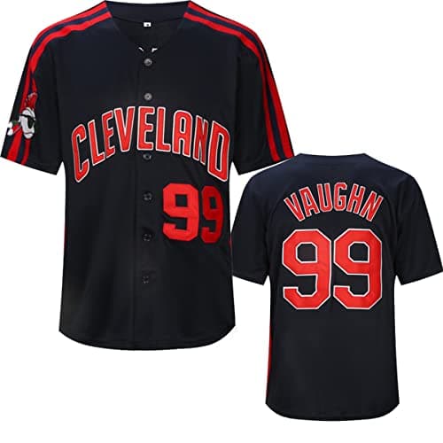 Image of YIMCANLI Men's Ricky Vaughn Movie Jersey #99 Stitched 90s Hip Hop Baseball Jerseys Shirts White Navy Gray, Navy Blue, Large