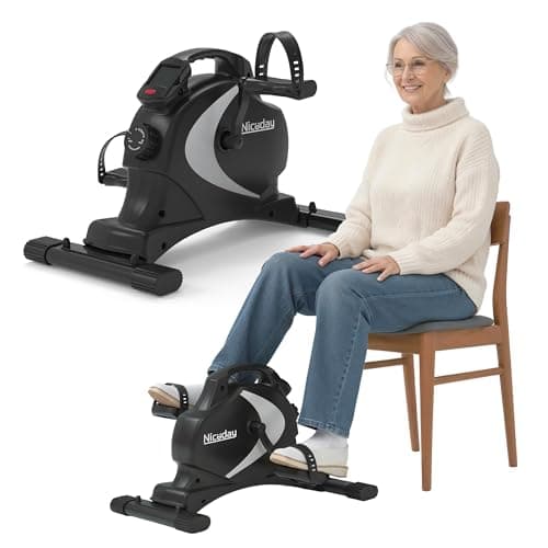 Image of Niceday Mini Exercise Bike, Foot Pedal Exerciser, Under Desk Bike, Desk Pedal Bike, 8 Magnetic Levels Resistance, Quiet and Smooth, LCD Monitor, Pedal Machine for Arms Legs, Workout Equipment for Home