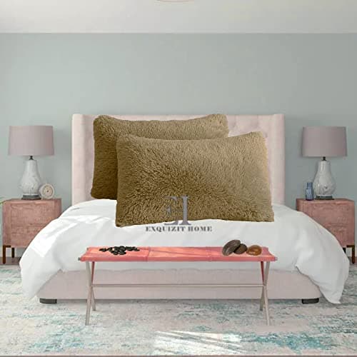 Image of EXQUIZIT HOME® Hug & Snug Teddy Cuddles Pillowcase Pair – Super Soft Fluffy Fleece Pillow Covers | Warm & Cosy Winter Teddy Pillowcases | 100% Polyester | Standard Size 50×75cm (Mink)