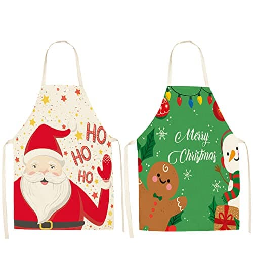 Image of MIOSJI Plus Size Christmas Aprons Adults Novelty Waterproof Apron for Xmas Party Costume Cooking Apron Christmas Chef Gift
