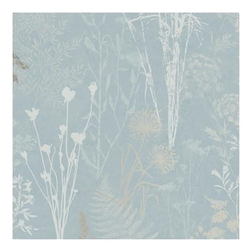 Image of Superfresco Easy Duck Egg Metallic Organics Floral Wallpaper | Paste the Wall | Green Geometric | Eco-Friendly