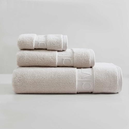 Image of Calvin Klein - Bath Towels, Super Soft Premium Cotton Towels with Zero Twist Construction, Oeko-Tex Certified (Iconic Solid Beige, 3-Piece)