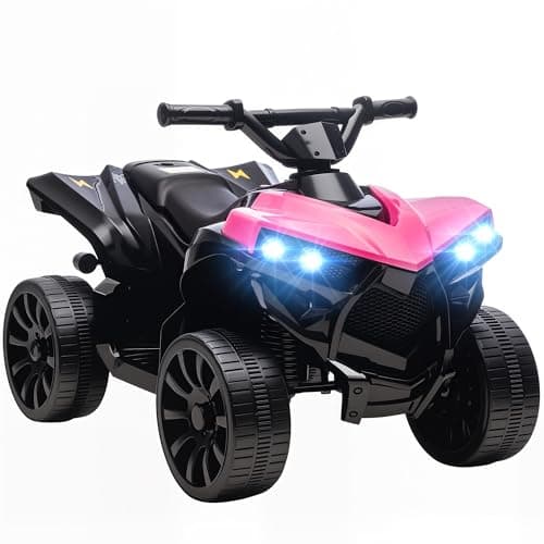 Image of AIYAPLAY 6V Electric Ride on Car, Kids ATV 4 Wheeler with Music and LED Headlights, Indoor Outdoor Toy Car for Ages 3-6 Years Boys and Girls, Pink