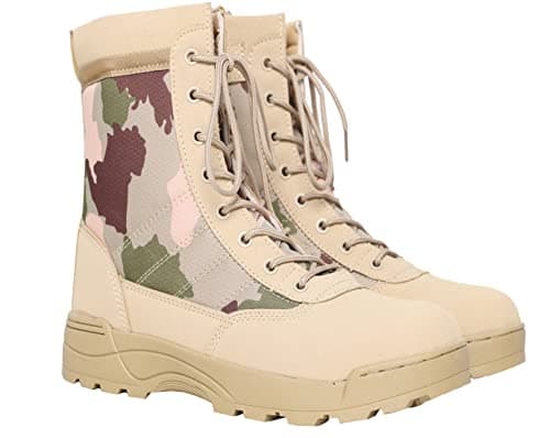 Image of Mens MIG side zip & lace up Army Tactical Combat Boots (Camo Sand, UK10)