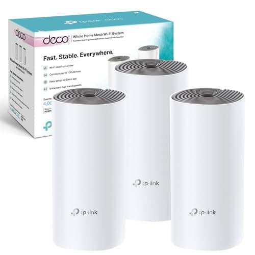 Image of TP-Link Deco E4(3-pack) Whole Home Mesh WiFi System, Seamless Roaming Speed AC1200Mbps for Large Home, Up to 4,000 sq ft Coverage, Work with Amazon Echo/Alexa, Router and WiFi Booster Replacement