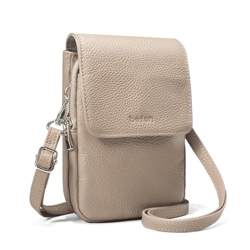 Image of befen Soft Leather Cell Phone Bag for Women Small Crossbody Phone Bag for Women Mini Ladies Purse RFID Function Shoulder Bag for Shopping-Light Apricot