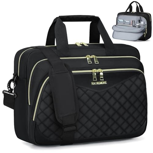 Image of RAINSMORE Laptop Bag for Women 15.6 Inch Work Bag Laptop Briefcase with Multi-Pocket Computer Messenger for Office Business Travel College Black