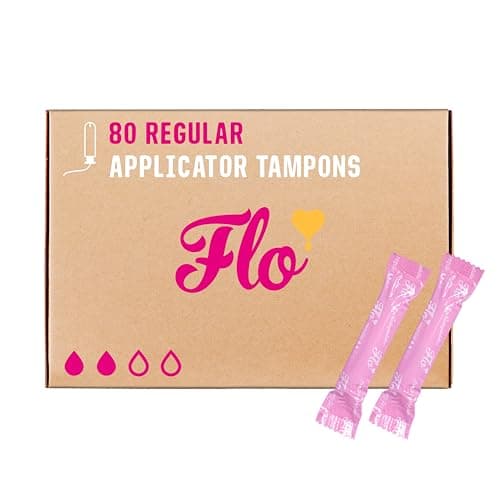 Image of Flo Organic Cotton Applicator Regular Tampons – Absorbent, Soft, Smooth Applicator - Regular Flow Tampons - 80 Tampons Bulk Pack