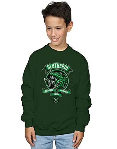 Image of Harry Potter Boys Slytherin Toon Crest Sweatshirt Forest Green 9-11 Years