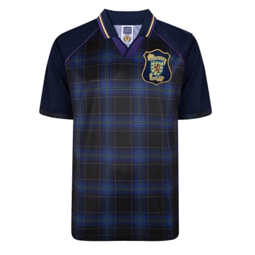 Image of Score Draw Scotland 1996 Euro Championship Retro Shirt Blue Large Polyester