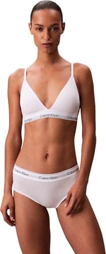 Image of Calvin Klein Women’s Lightly Lined Triangle Bra with Logo Band, White (White), L