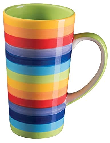 Image of Purity Style Hand Painted Rainbow Stripe Tall Large Mug
