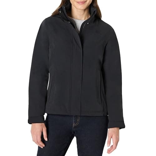 Image of Amazon Essentials Women's Regular-Fit Packable Lightweight Waterproof Rain Jacket, Black, M