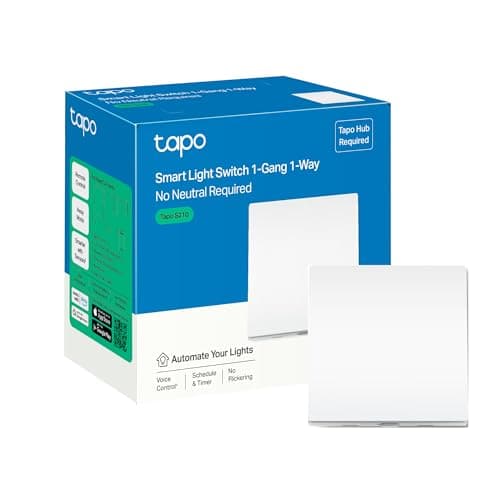 Image of Tapo S210 Smart Light Switch 1 Gang 1 Way, Remote Control Smart Switch, Voice Control, Away Mode, No Neutral Needed, Battery Included, Alexa Light Switch, Work with Alexa & Google, Tapo Hub Required