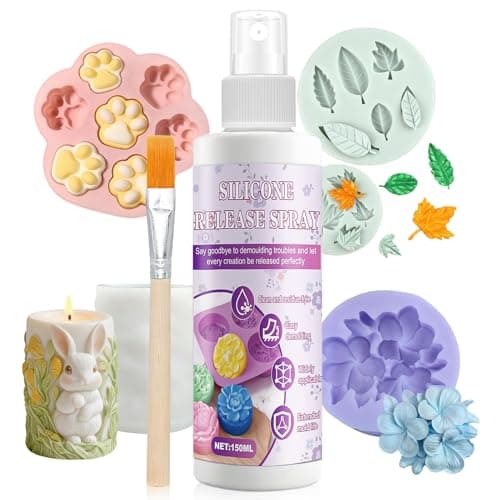Image of 150ml Silicone Mould Release Spray, Mould Release Spray for Resin, Includes a Brush, for Silicone, AB Resin, Epoxy Resin, Candle, and Soap Molds, Quick-Drying, No Residue, Extending Mold Life