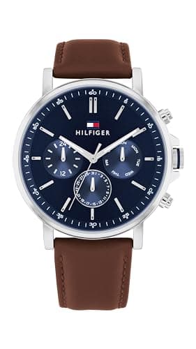 Image of Tommy Hilfiger Analogue Multifunction Quartz Watch for Men with Brown Leather Strap - 1710585