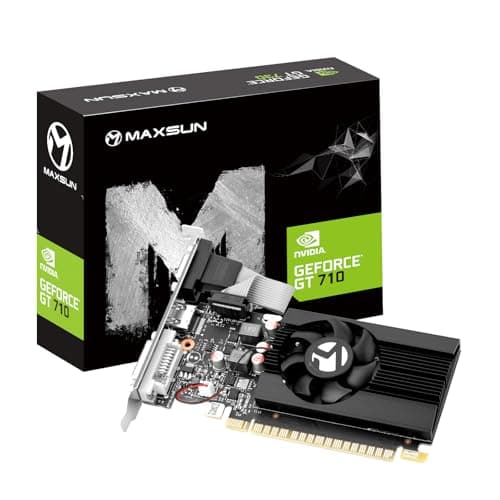 Image of maxsun GeForce GT 710 4GB Low Profile Video Graphics Card GPU, Low Consumption, VGA, DVI-D, HDMI, HDCP, Support DirectX 12, OpenGL 4.5, Silent Passive Fanless Cooling System