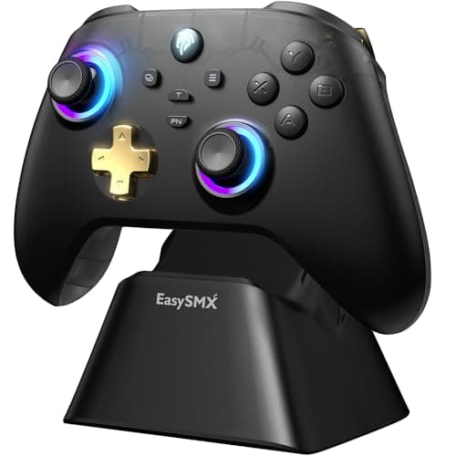 Image of EasySMX PC Controller, Enhanced Wireless Bluetooth Pro Game Controller with Charging Dock/RGB Backlit/Hall Sensor,No Stick Drift No Dead Zone, Windows PC, Android, Steam, Switch, iOS