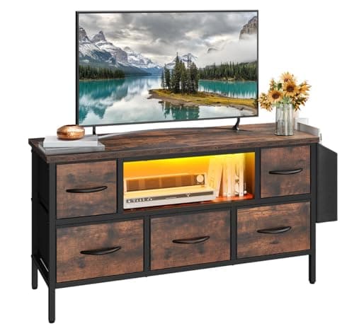 Image of YITAHOME TV Cabinet, TV Stand Cabinet Unit for Living Room with 5 Foldable Drawers and Shelves TV Stand Unit with RGB LED Lighted TV Gaming Entertainment Center with Cabinet for PS5