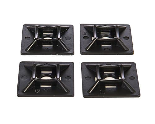 Image of 100 Pack of Black Cable Tie Bases - 28mm x 28mm - Premium Adhesive Fixing Mounts by Gocableties