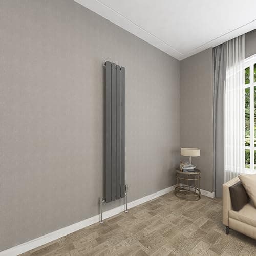 Image of Sky bathroom | 1600x272mm Vertical Designer Radiators Anthracite Flat Panel Single Panel Central Heating Radiator