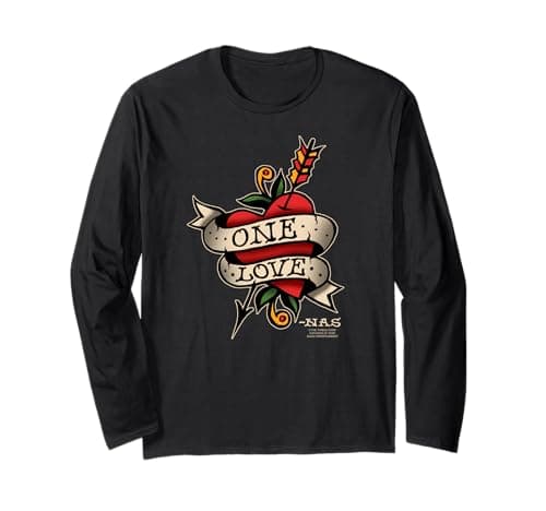 Image of Official Nas One Love Tattoo Hip Hop Retro Rap Classic Long Sleeve T-Shirt