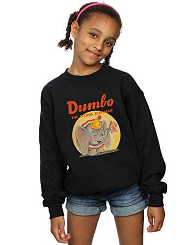 Image of Disney Girls Dumbo Flying Elephant Sweatshirt Black 12-13 years