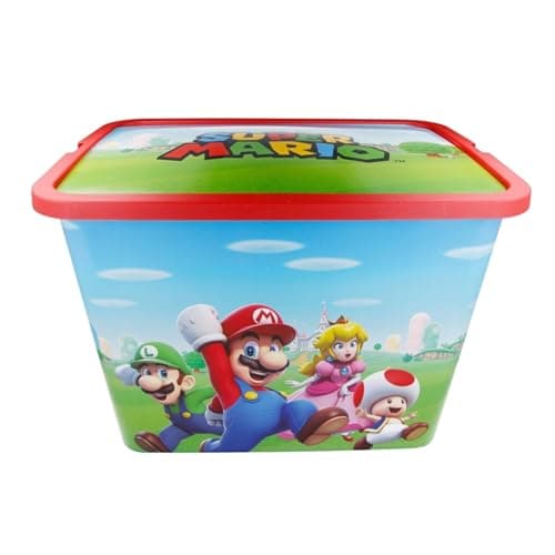 Image of Nintendo Super Mario Kids Storage Boxes 23L – Official Licensed, BPA-Free Plastic, Lightweight, Stackable with Click Lock Lid– Toy Storage Box for Boys Girls– Keeps Kids Rooms Tidy, 39x29x27cm (Large)