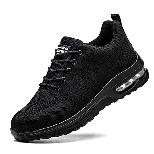 Image of Rona Shoes Safety Shoes Safety Trainers Steel Toe Cap Trainers Work Shoes Lightweight Comfortable Slip On for Men Women Ladies Delta Black UK9 / EU43