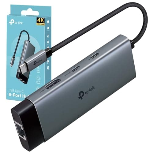 Image of TP-Link UH6120C 6-in-1 USB C Hub, USB C to HDMI Docking Station, 4K 60Hz HDMI Adapter, 2 USB-A Data Ports Dock, 100W Power, USB C 3.0 Multiport Adapter, Aluminum USB Type C Splitter for PC/Xbox/Laptop