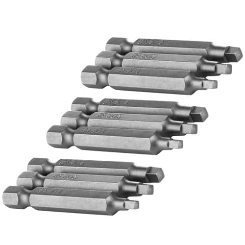 Image of 50mm Square Head Screwdriver Bit Set with 1/4 Inch Hex Shank, S2 Steel SQ1 SQ2 SQ3 Magnetic Square Screw Driver Bits Accessory Tool Kit for Electric Hand Screwdrivers, 3 Sets/Total 9Pcs.