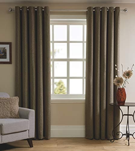 Image of Sleepdown Herringbone Eyelet Lined 100% Polyester Curtain 66 X 72 - Natural