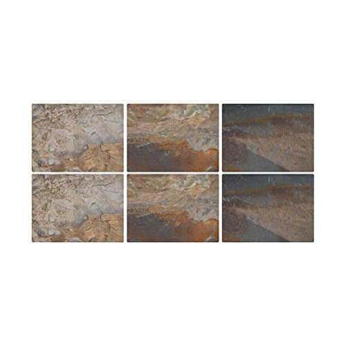 Image of Pimpernel Set of 6 Earth Slate Placemats - Cork-Backed Table Mats, Multi-Color Design with Heat Resistance & Stain Protection for Everyday Dining, 30.5 x 23cm