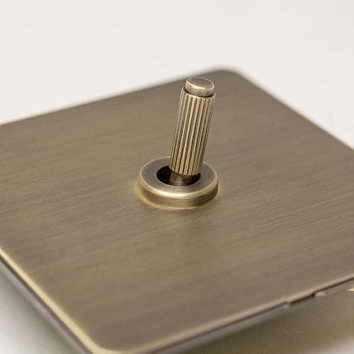 Image of Antique Brass Straight Knurled Switches and Sockets (1 gang 2 way Toggle)