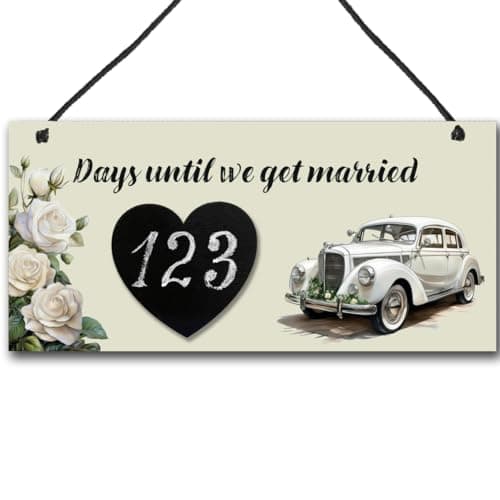 Image of Wedding Sign For Wedding Countdown Chalkboard Hanging Decor Couples Engagement (Includes Chalk) 19 x 9 cm #1776