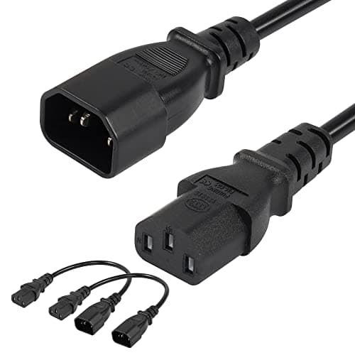 Image of CERRXIAN 2-Pack C14 to C13 Power Extension Cable,18AWG 10A 250V IEC 320 C13 to C14 Computer Monitor PDU Power Extension Cord-0.3M/11.8inch