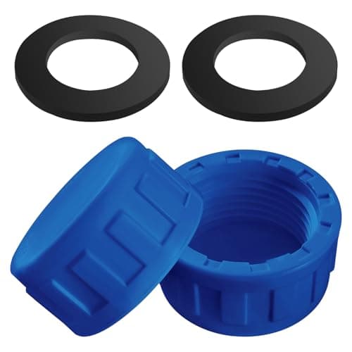 Image of Lyeteung 2 PCS G1 Pipe PVC Threaded Cap, Kitchen Sink Waste Pipe Blanking Cap Female Thread, Appliance Trap Blanking Caps, with Sealing Rubber Rings, for Sealing Joints and Pipes End, Blue