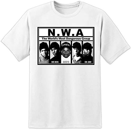 Image of WOD NWA Album T Shirt - Easy E DR DRE The Chronic ICE Cube Hip HOP (S-3XL) Compton White