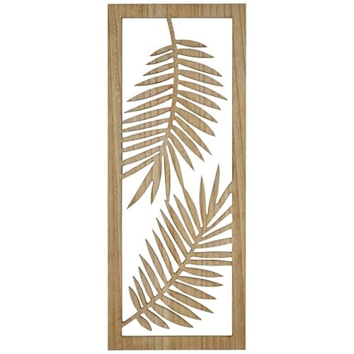 Image of AAMEN Wooden Palm Leaf Wall Art – Decorative Wall Hanging for Bedroom Decor, Living Room Accessories, Indoor & Outdoor & Kitchen Wallart, Outdoor Garden Ornament & Hallway Decor