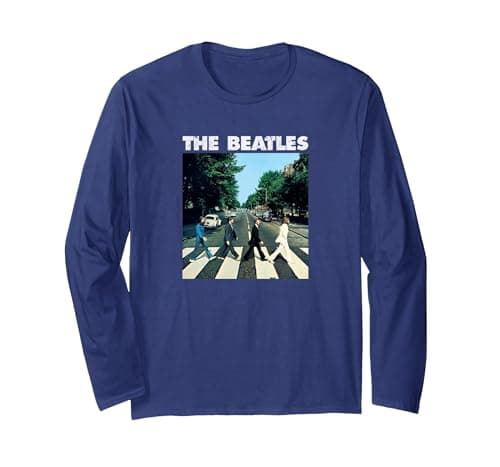 Image of The Beatles - Crossing Abbey Road Long Sleeve T-Shirt, Adult Unisex, Navy Blue, XX-Large