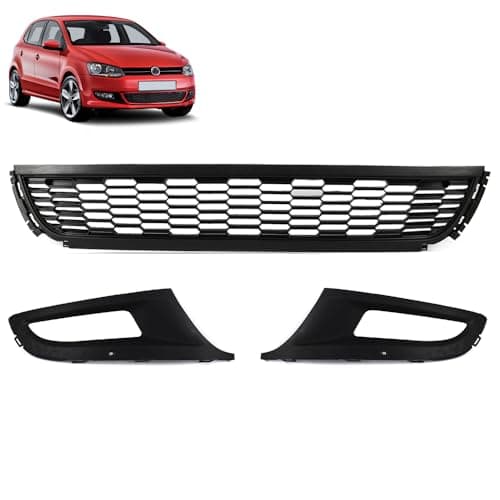 Image of ROBUST Front Bumper Lower Center Grille Full Set for Volkswagen Polo 6R0853677 6R0853677A9B9 6R0853665D 6R0853666D 2009-2014