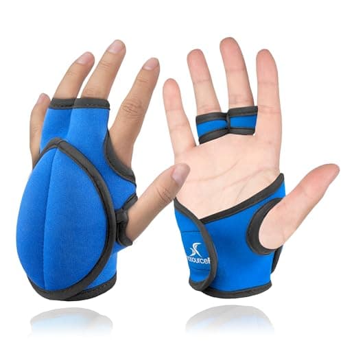 Image of ProsourceFit Weighted Gloves, Pair of Heavy Duty 2 lb. Neoprene for Sculpting and Aerobics, Blue