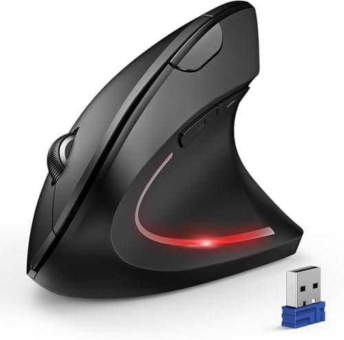 Image of TECKNET Ergonomic Mouse, Wireless Bluetooth Vertical Mouse, 4800 DPI Silent Mouse with 6 Adjustable DPI Levels, 2.4GHz Optical Mouse, 6 Buttons Wireless Mouse for Laptop, Desktop, PC, MacBook