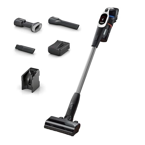 Image of Bosch Unlimited 9 Cordless Vacuum Cleaner, 60-Minute Runtime, 3.0 Ah Battery Pack, MicroClean Technology, Easy Empty Dust Box, LED Lights, White, BBS931WGB